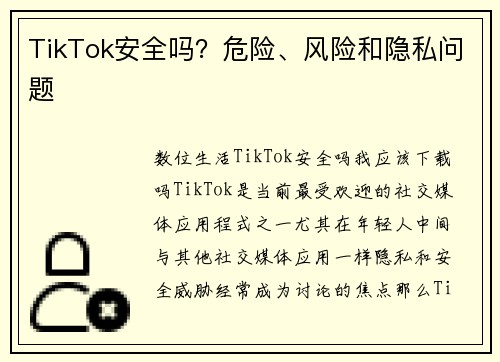 TikTok安全吗？危险、风险和隐私问题